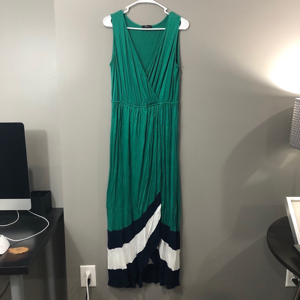 Soprano plus size 1X sleeveless striped jersey knit maxi dress